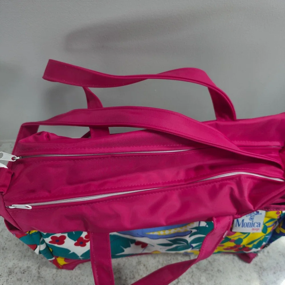 Vintage Monica Design Pink Jungle Animal Print Diaper Bag Kalencom USA Made NWT